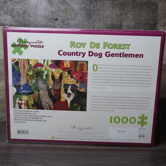 Pomegranate Country Dog Gentlemen Puzzle Roy De Forest 1000 Piece - Picture 2 of 2